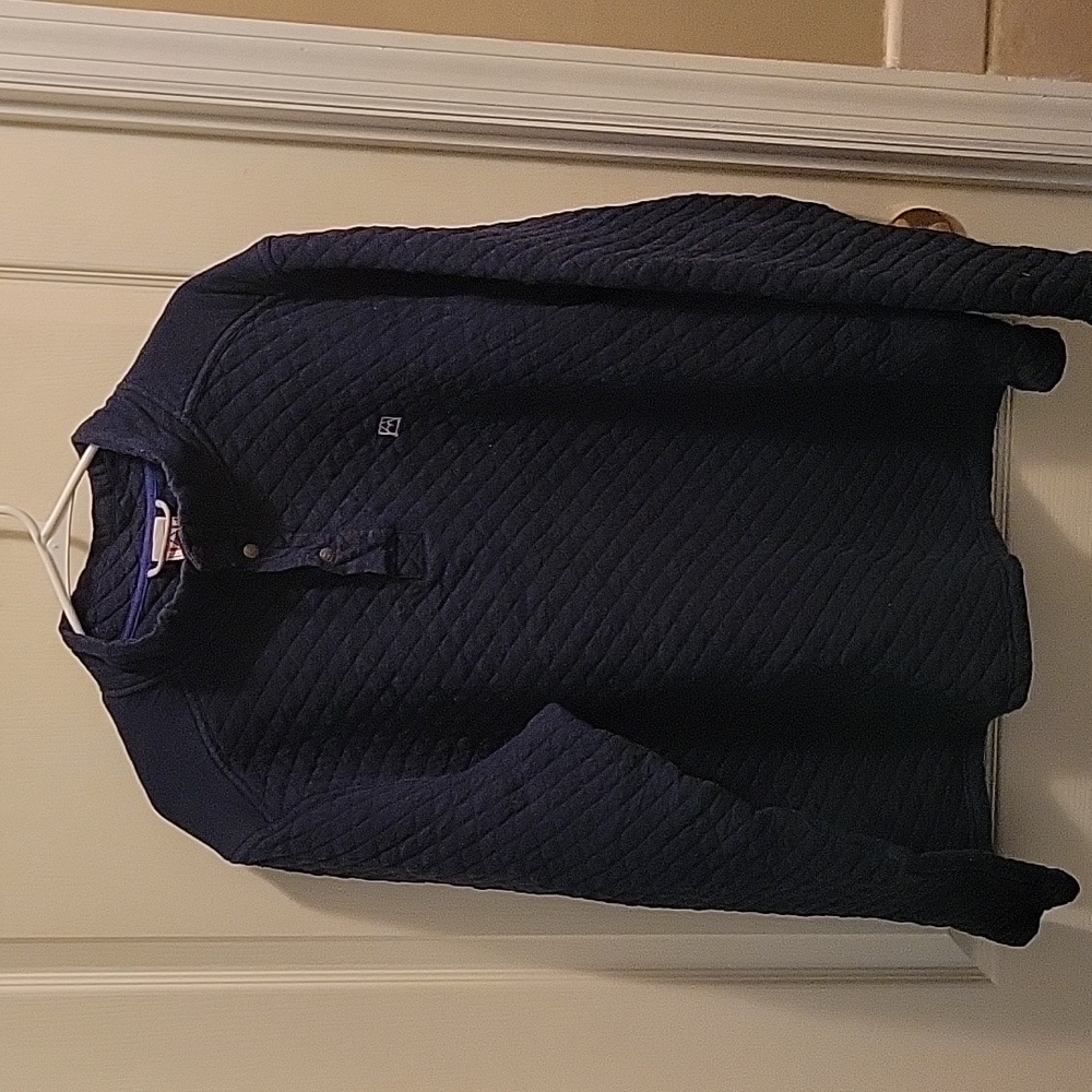 Avalanche navy blue quilted sweatshirt long sleeve 1/4 snap front size XXL EUC …